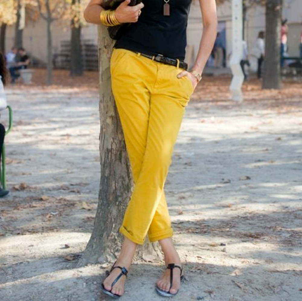 Women’s Yellow Chino Pants - Casual Slim Fit